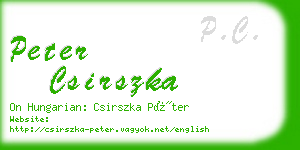 peter csirszka business card